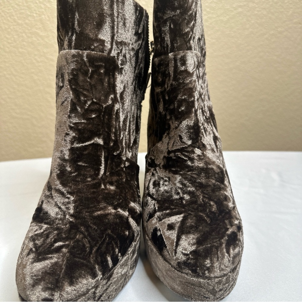 Velvet Ankle Boots in Brown